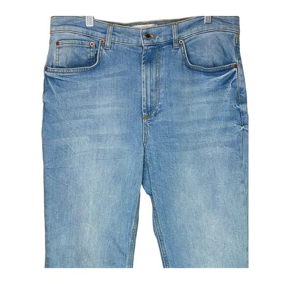 ZARA Distressed High Rise Cropped Straight Leg Jeans Raw Hem 5 pockets 12 #2794 - Picture 3 of 12